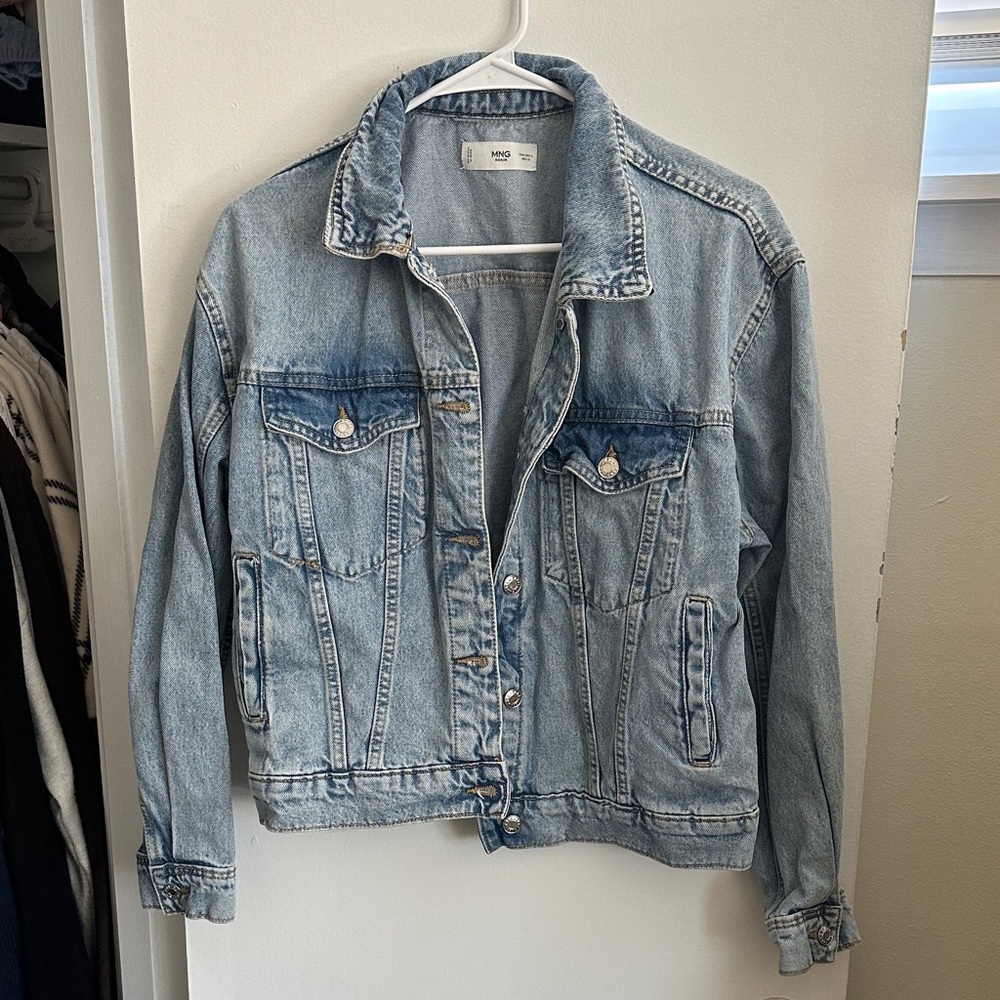 Mango Light Blue Washed Denim Jacket